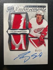 21-22 The Cup Hockey Emblems of Endorsements Patch Auto Tyler Bertuzzi #/15