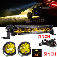 7 Inch Led Work Light Bar 2x 5 Led Podswire Fit Can-am Polaris Rzr Utv Atv