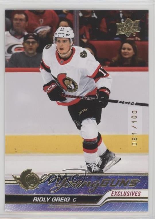 2023-24 Upper Deck Series 1 Young Guns Exclusives 61/100 Ridly Greig #212 4om