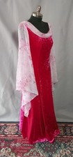Renaissance Fantasy Bridal Wedding Gown Dress, Pink Crushed Velvet, Large