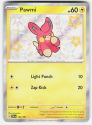 Pawmi 142/091 Paldean Fates Shiny Rare Holo