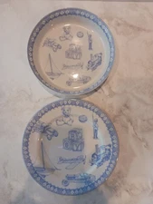 Queen's Porcelain Plate and Bowl Set for Boys White Blue Boys' Toys Pattern