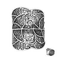 Cavill Damenring 925 Sterlingsilber Rhodiniert Schwarz Geometrisch Ring