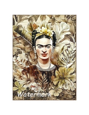 Frida Kahlo Sepia Cotton Crazy Quilt Block Multi Sizes F42