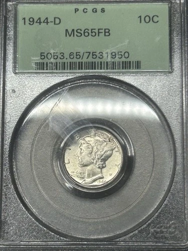 1944 D Mercury Silver Dime PCGS MS65 FB Full Bands OGH Old Green Holder PQ