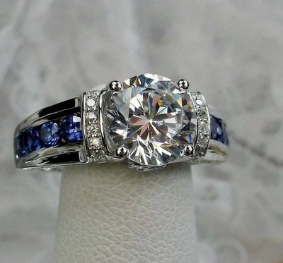 2Ct Round Cut Lab Created Diamond 14K White Gold Plated  Engagement Ring