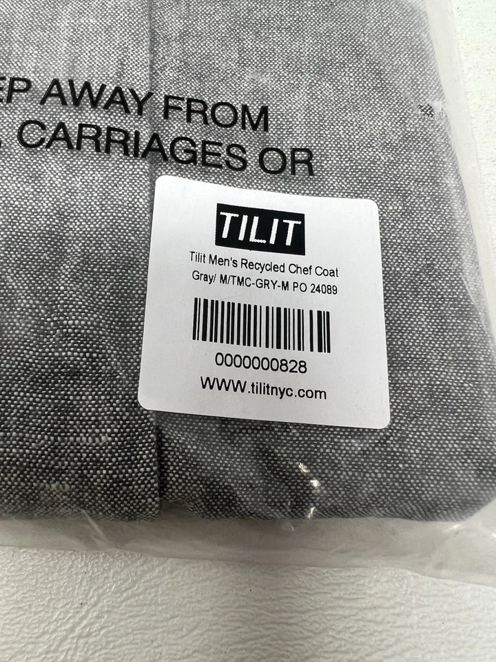 TILIT Men's Recyled Chef Coat Gray NWT sz M - Image 4 of 4