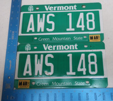 Vermont License Plate Tag 1997 97 VT Pair Set Natural Sticker AWS 148
