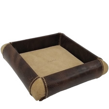 Fossil Valet Tray Brown Leather Suede Padded ...