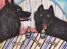 Schipperke at the Pub Dog Art Print 8.5 x 11 ...