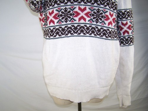 Levis Sweater Adult Large White Red Green Brown Long Sleeve Collared Mens - Picture 4 of 9