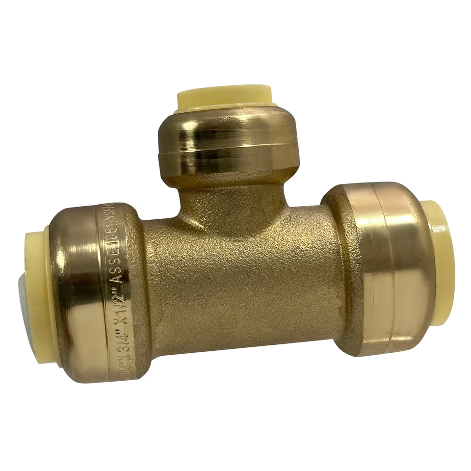 10 Pcs XFITTING 3/4" x 3/4" x 1/2" Push Fit Tee, Push to Connect Tee, Lead Free - Image 2 of 4