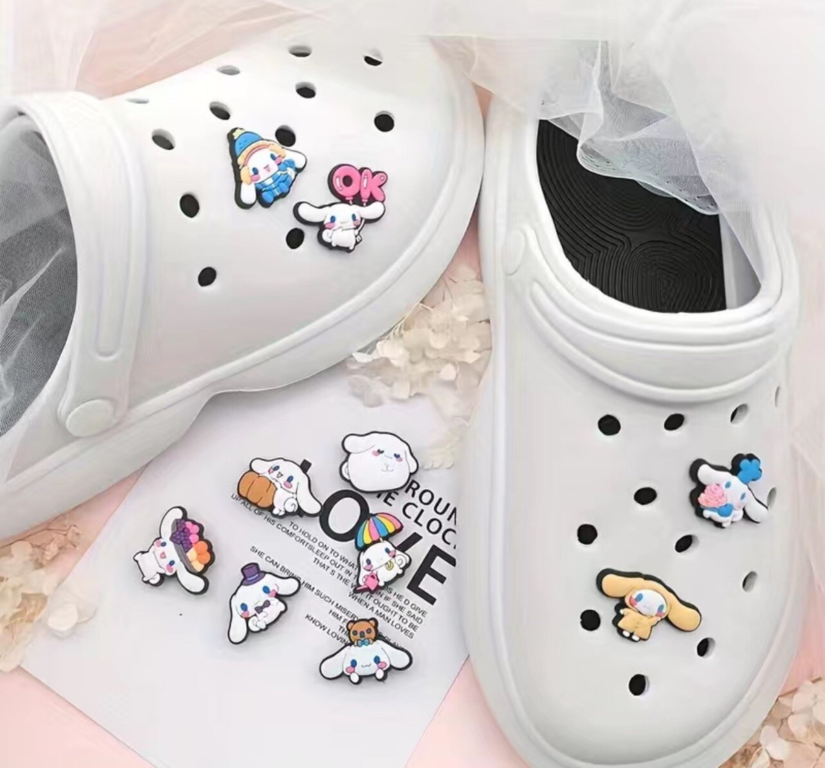 10pcs Cute Sanrio Cinnamoroll For Croc Accessories Shoe Jewelry
