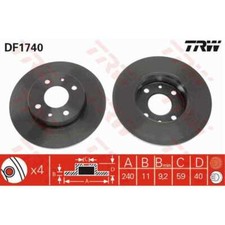 TRW 2x Bremsscheibe hinten 240 Voll für Alfa Romeo 155 167 33 907A 907A_