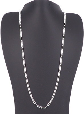 Massive 925 Sterling Silber Büroklammer Halskette 4 mm, 22'' Gliederkette Italien