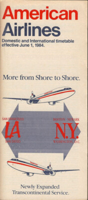 American Airlines system timetable 6/1/84 [308AA] Buy 4+ save 25%
