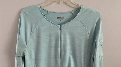 Athleta Half Zip Ruched Workout Top Ice Blue Long Sleeve Women's