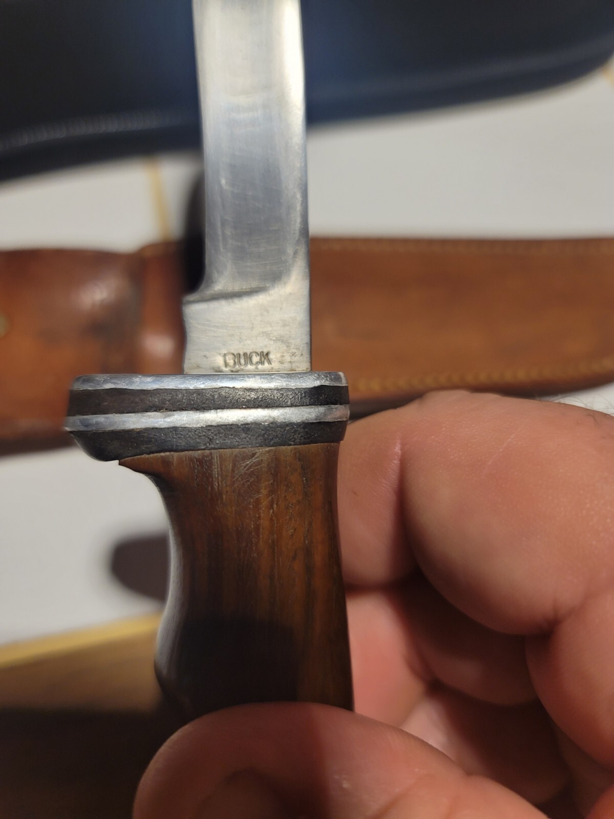 VINTAGE BUCK USA HUNTING KNIFE W/SHEATH 1950'S SAN DIEGO ADDRESS ON