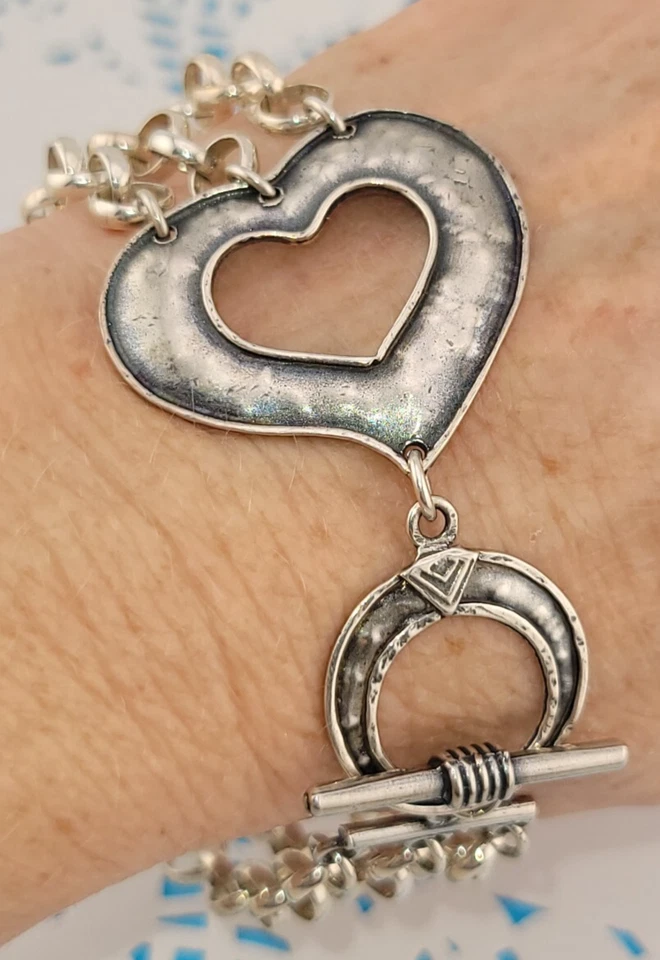 Silpada Retirada 💓Dije Corazón Cadena Capas Pulsera Plata Esterlina 7.5" B1510 Foto 3 de 4