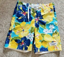 Abercrombie Fitch Board Shorts Men 30 Blue Yellow Floral Bathing Suit Swim Trunk
