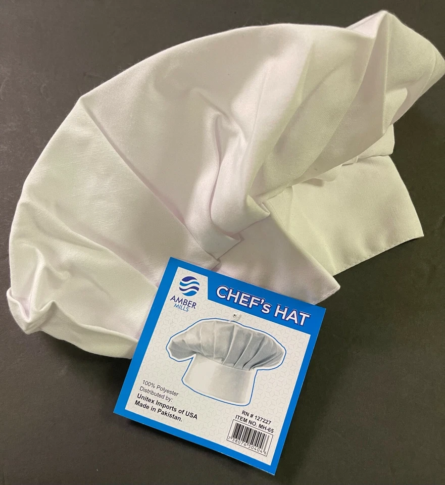 Sombrero de Chef Ajustable Gancho Cierre Cocina Gorra de Cocina para Adultos o Niños 1 Pc Blanco Foto 3 de 3