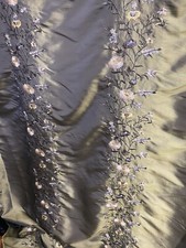 SAMPLE FAUX SILK FLOWERS EMBROIDERED DRAPERY UPHOLSTERY