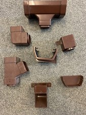 Osma 100mm Squareline Gutter fittings & 61mm Square down pipe fittings in Brown