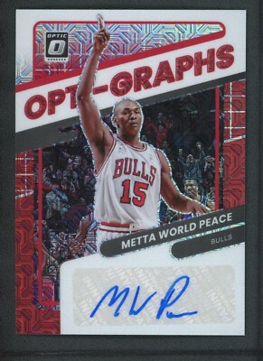 2021-22 METTA WORLD PEACE AUTO PANINI DONRUSS OPTIC MOJO RED OPTI GRAPHS