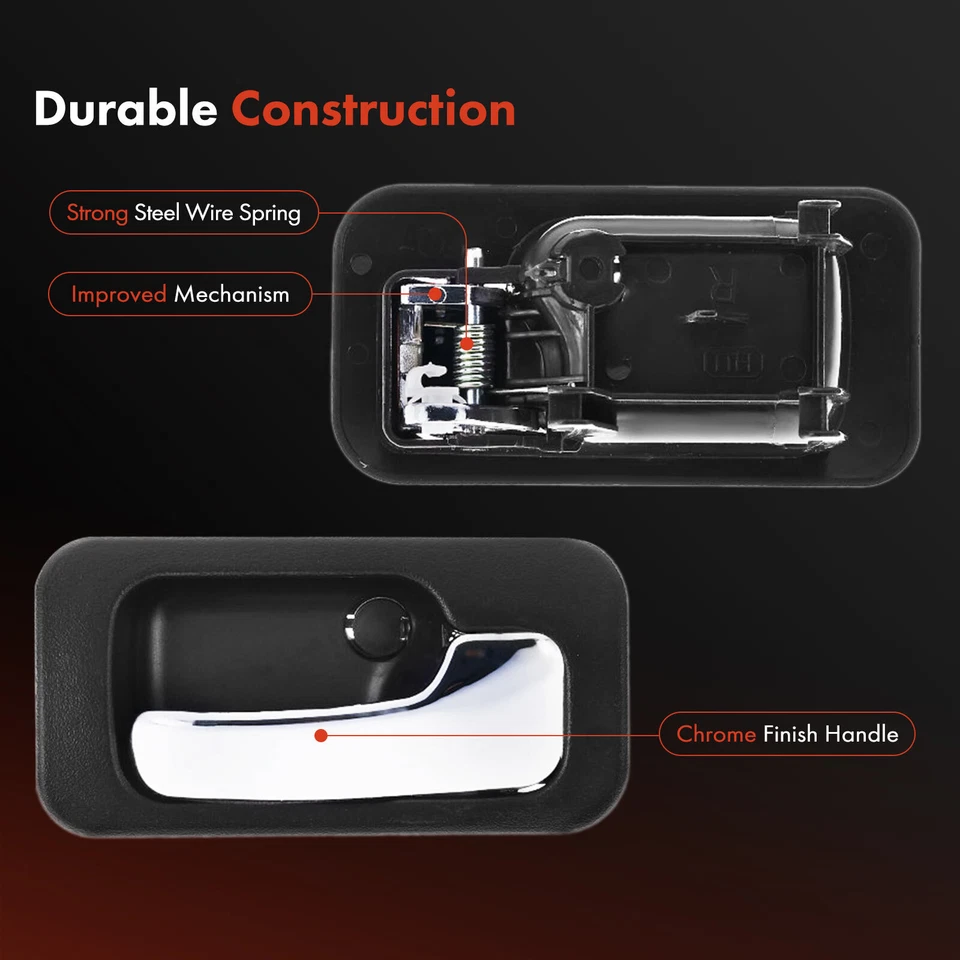 Manija de puerta interior cromada y roja del lado del pasajero trasero para Honda Accord 1990-1993 Foto 4 de 4