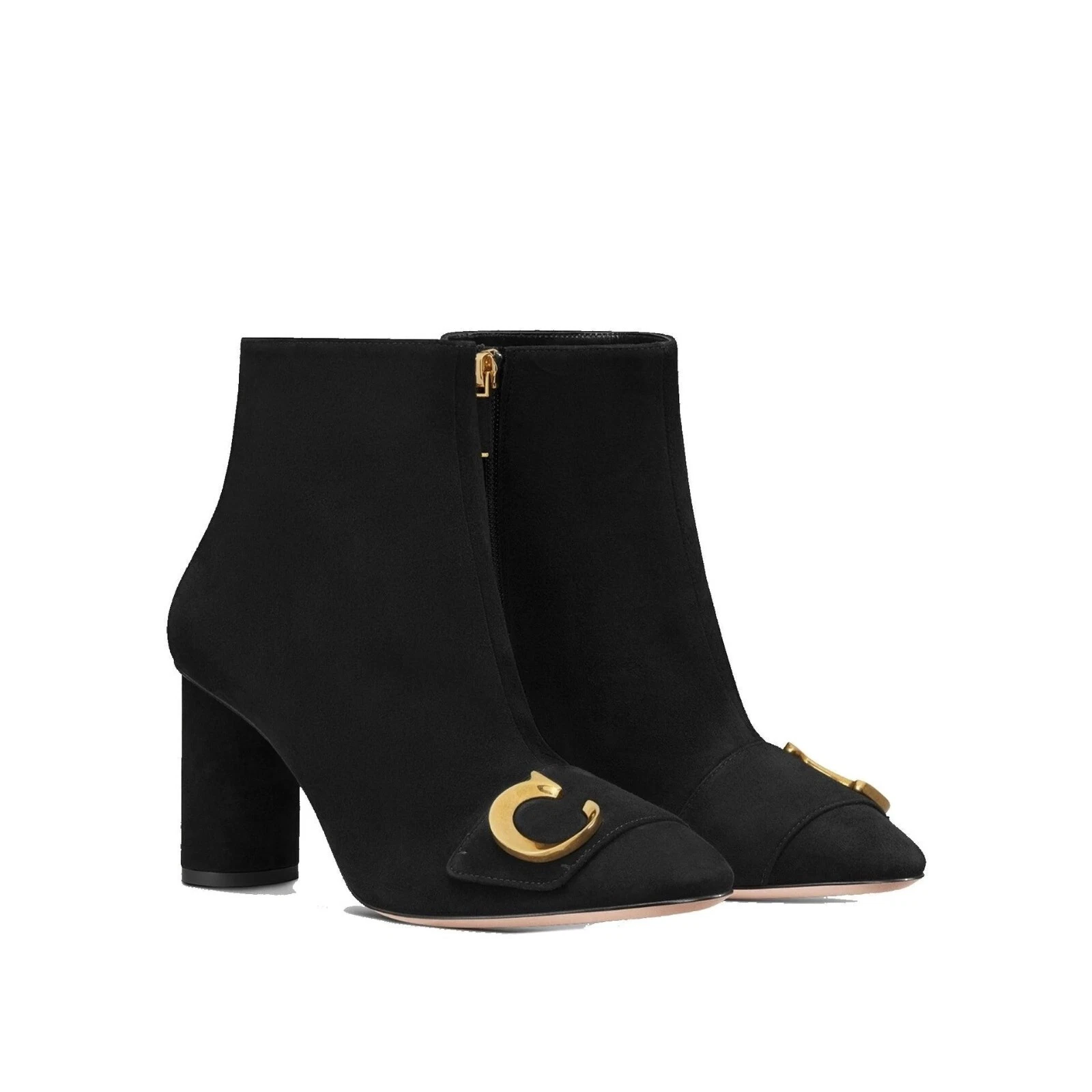 Bottines Christian Dior en daim noir   Quincaillerie logo CD doré