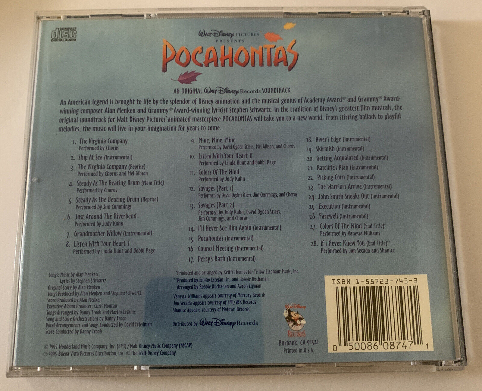 Pocahontas: An Original Walt Disney Records Soundtrack CD 50086087471 | eBay