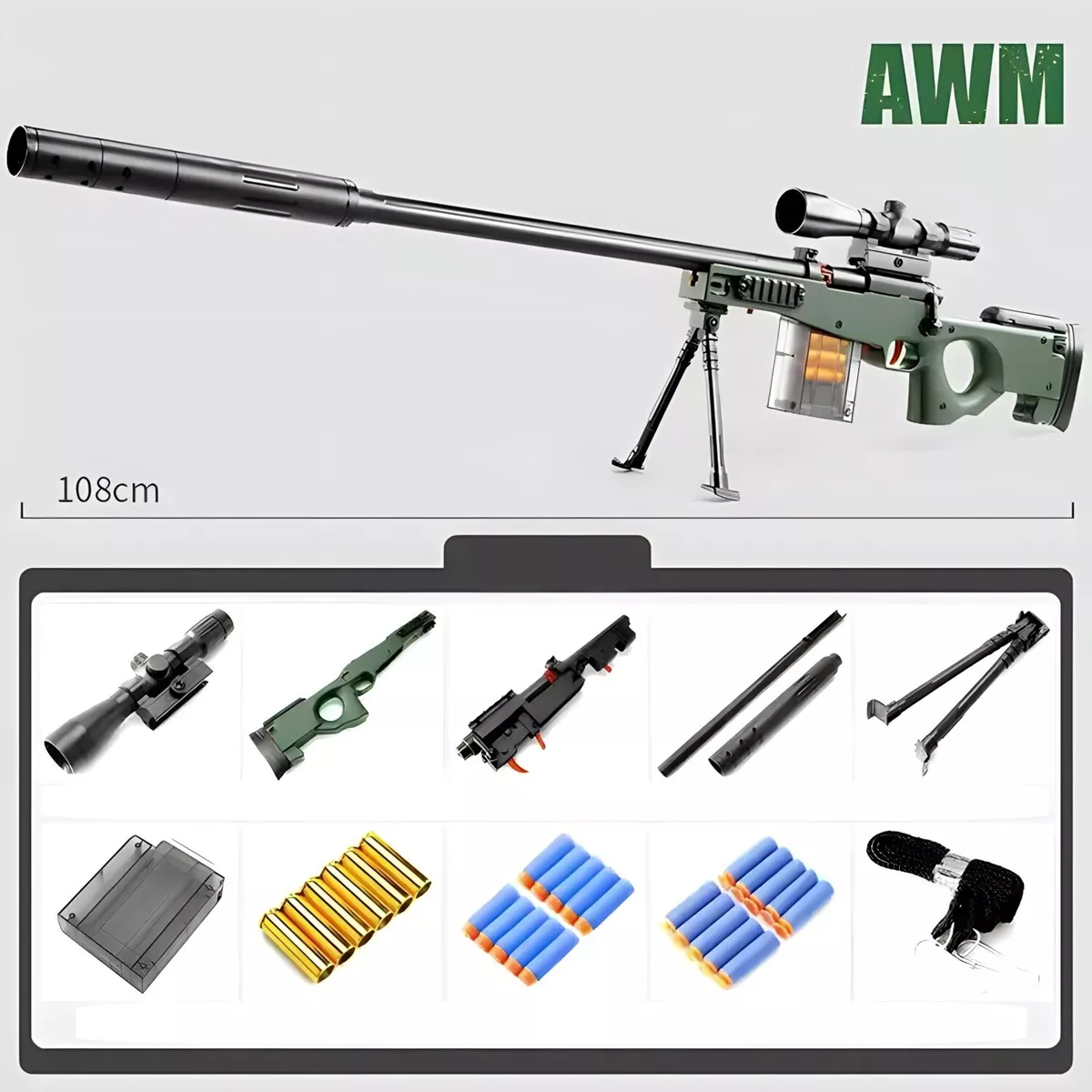 AWM Sniper Dart/Soft Bullet Toy Gun/Rifle/Fully Automatic