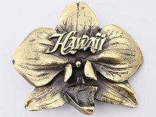 Hawaii Orchid Flower Vintage Belt Buckle