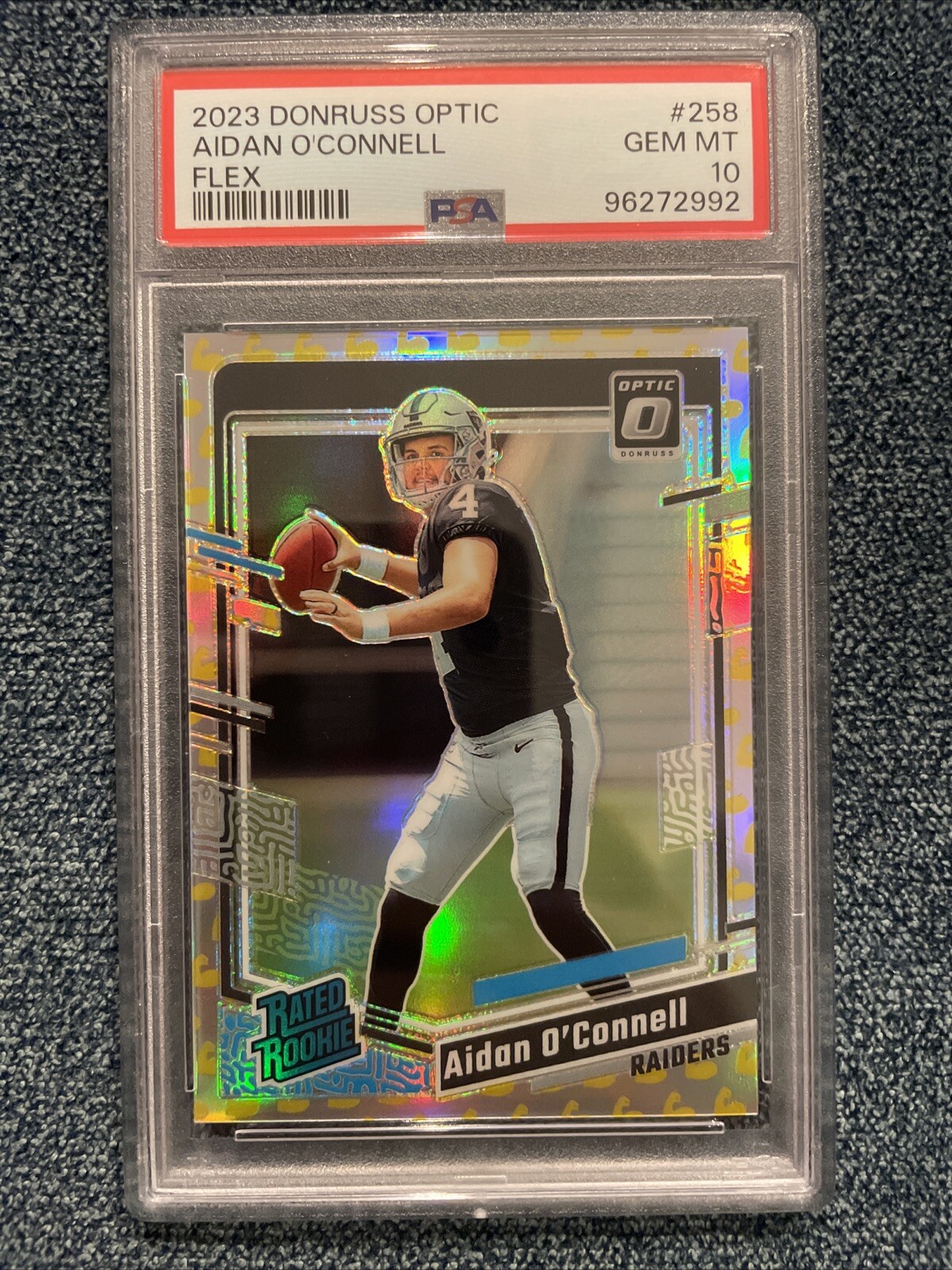 2023 Panini Donruss Optic Aidan O'Connell #258 Flex Emoji /149 PSA 10 RC Rookie