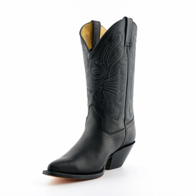 Grinders Buffalo Schwarz Herren Damen Cowboy Western Slipper Spitz Leder Stiefel