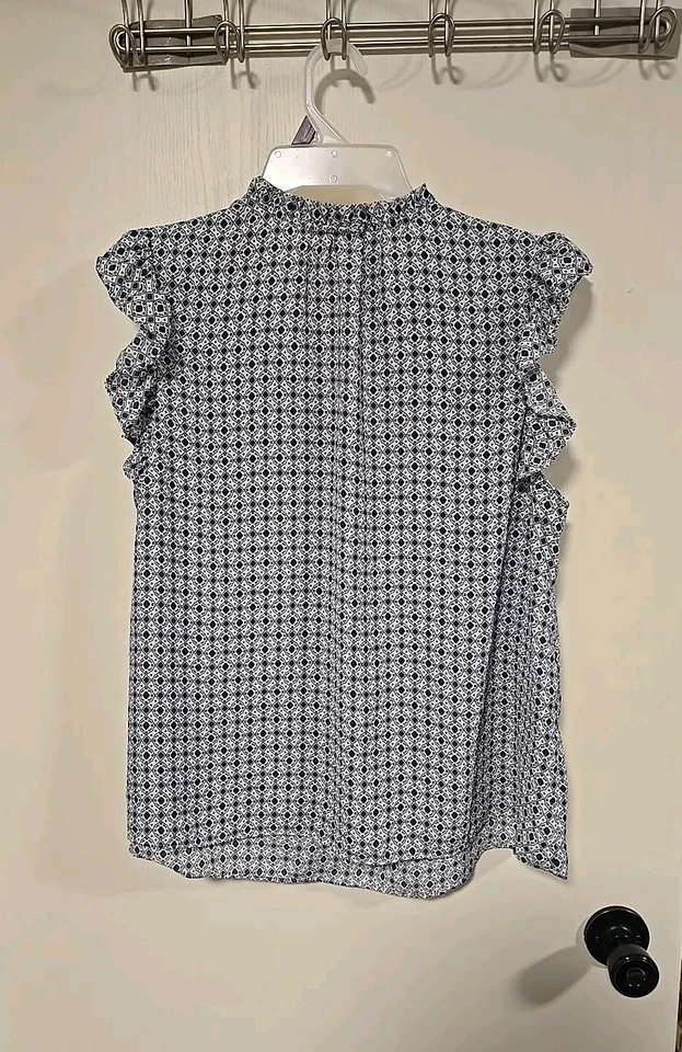 Top sin mangas Nanette Lepore para mujer azul blanco a cuadros talla grande Foto 2 de 4