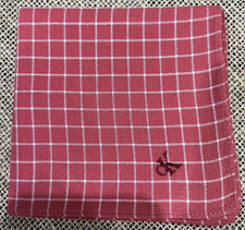 RED CHECKED ART MEN VINTAGE HANDKERCHIEF CLASSIC COTTON POCKET SQUARE 18"