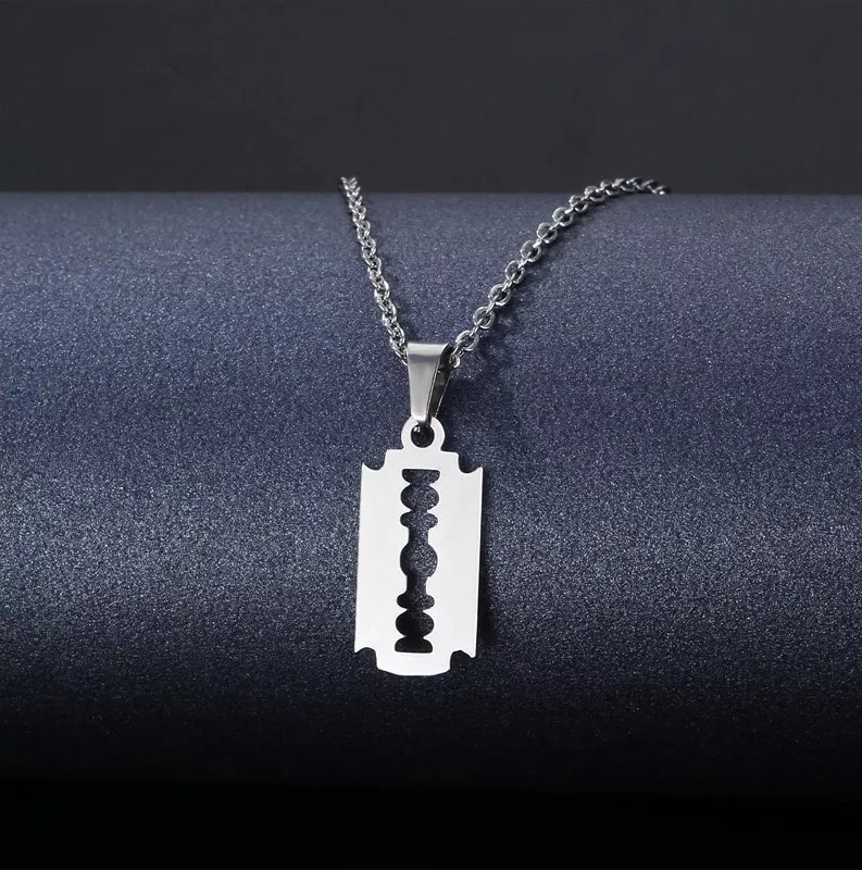 Silver Stainless Steel Silver-Tone Razor Blade Pendant Necklace | eBay
