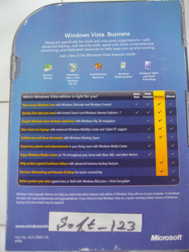 Microsoft Windows Vista Business Full MS WIN 32 Bit DVD =NEW SEALED RETAIL BOX= - Picture 3 of 7