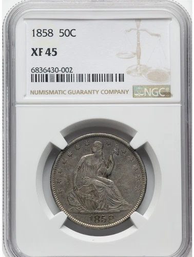 1858 Seated Liberty Half Dollar - No Motto 50C NGC XF45