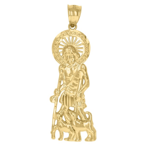 Jfl Diamonds & Timepieces 10K Gelbgold St. Lazarus AnhäNger Mit Charm-image
