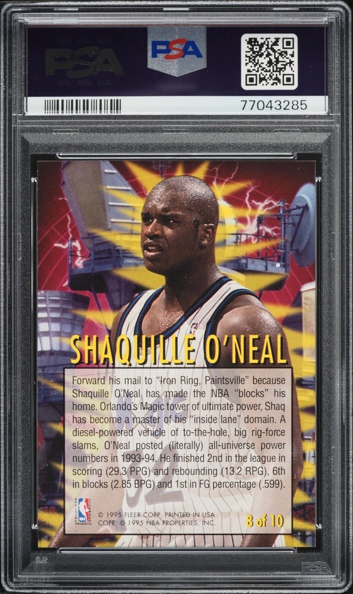 1994 Fleer Tower Of Power Shaquille O'Neal #8 PSA 8 NM-MT view 2