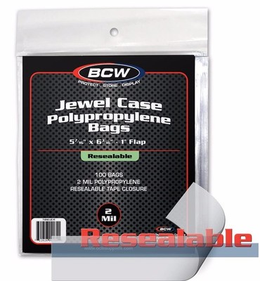 CD ACCESSORIES RESEALABLE JEWEL CASE BAGS - 5 9/16 X 6 3/16 (100CT) ACC NEW
