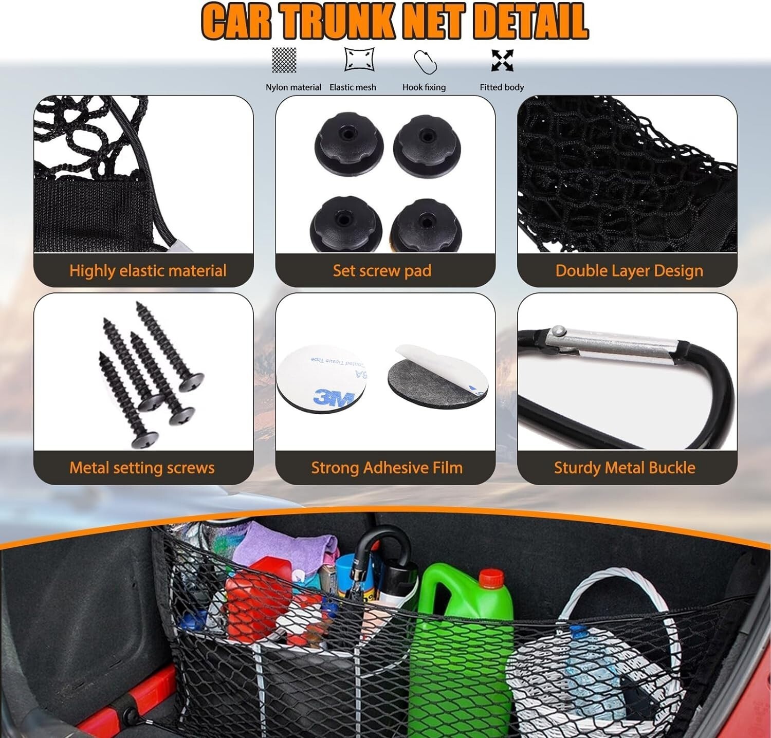 SUV Car Accessories Envelope Style Trunk Cargo Net Storage Organizer Universal