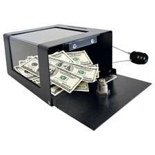 OPEN BOX Steel Locking Tip Box, Secure Tip Jar with Combination Cable Lock