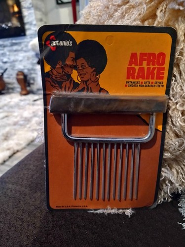 Antonio's Vintage Afro Rechen Kamm Holzgriff Schwerlast neu versiegelt