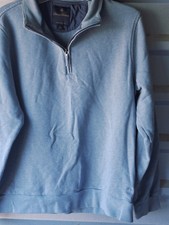 Brooks Brothers Sweater Men's Medium 1/4 Zip Pullover Blue 100 Cotton Mock Neck