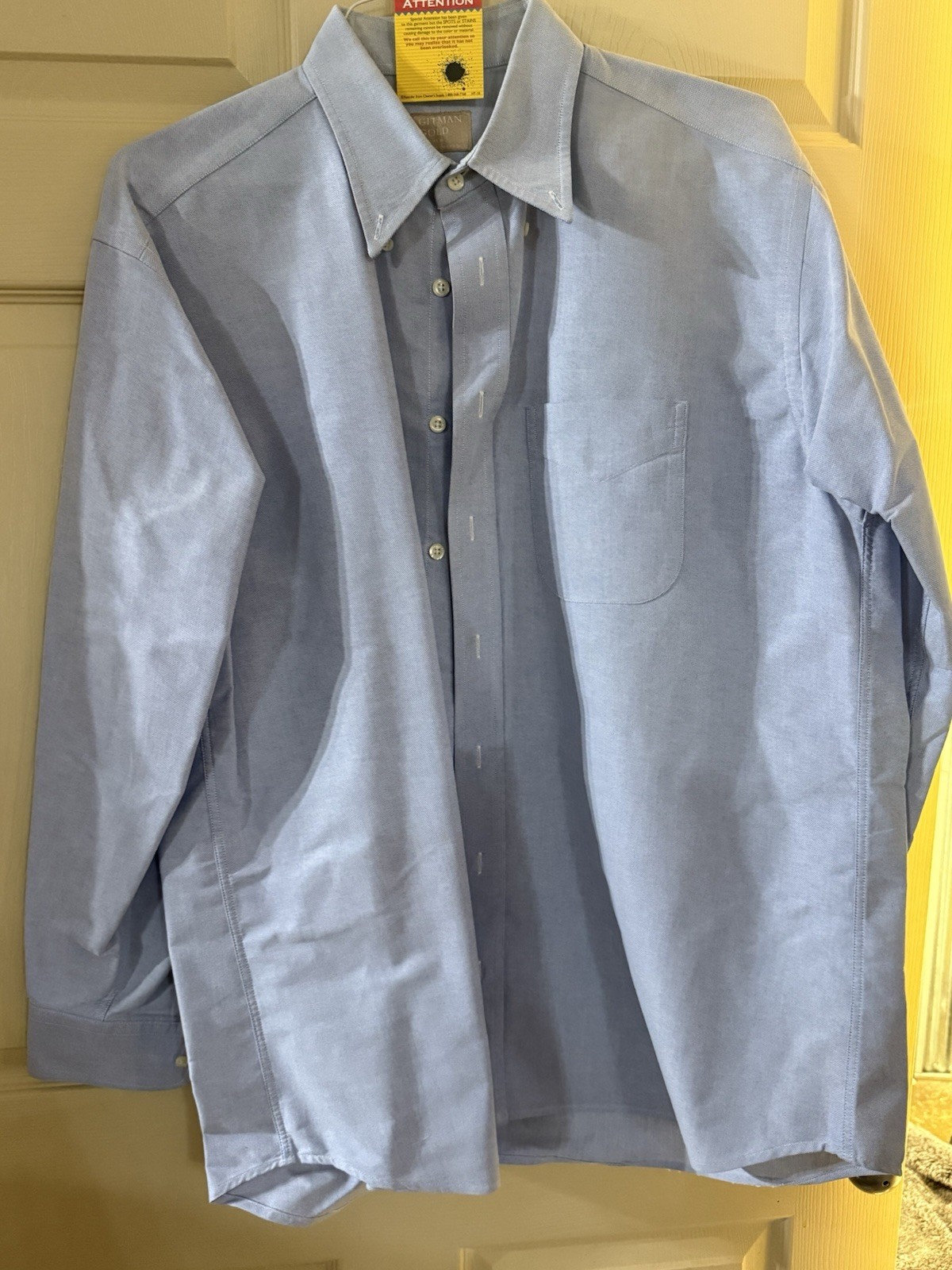Gitman Bros Blue Dress Shirt 16x34. Spread Collar. Vintage Mens. Made USA. VNC