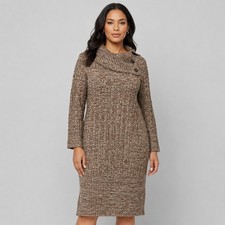 SANDRA DARREN Size Large 3/4 Length Dolman Sleeve Cowl Neck Sweater Dress NWT