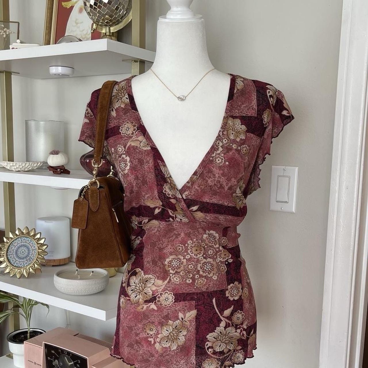 Vintage Y2K Floral Mesh Blouse Size 3XL